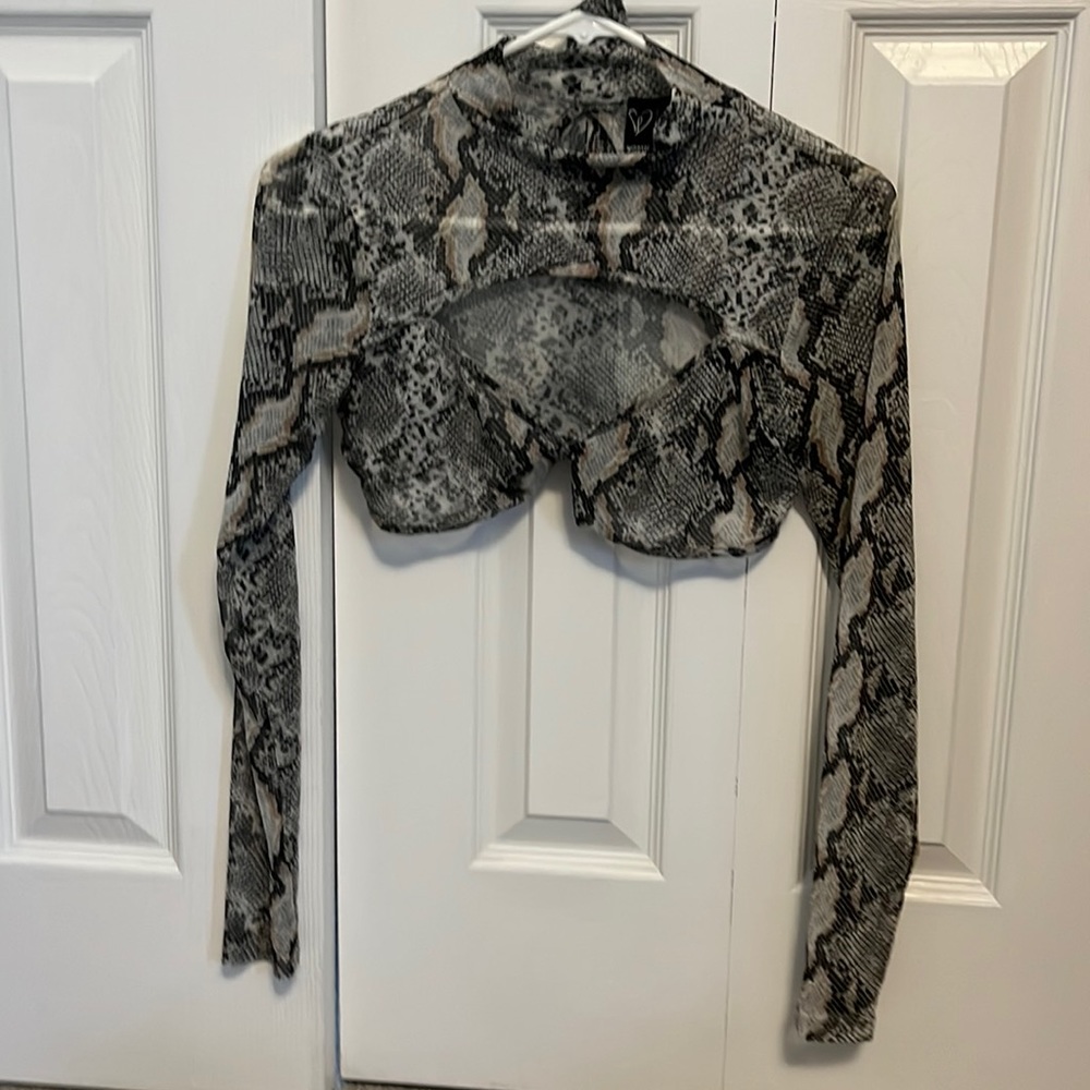 Sheer Snakeskin Crop Top